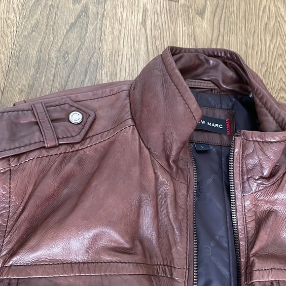 Andrew Marc Brown Leather Bomber - Picture 3 of 9